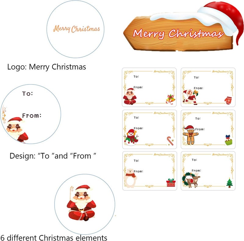 Ccswybf 150 Pcs Christmas Tags, Self Adhesive Xmas Gift Tags Christmas Labels Stickers Christmas Name Labels for Present Party Bags Cards Envelope - Image 4